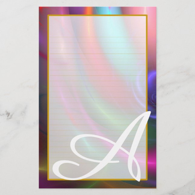 Monogram Fireworks III Fine Lined Stationery (Front)