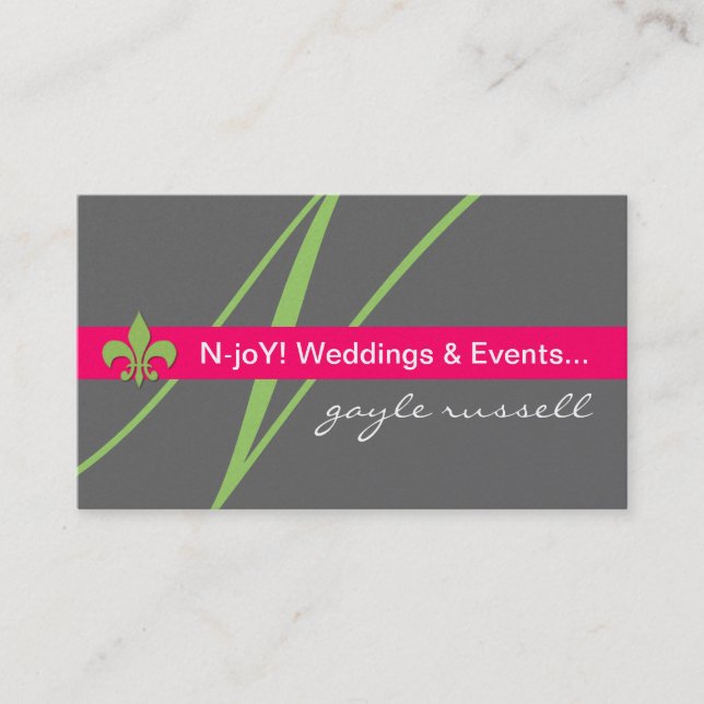 Monogram fleur de lis event planne... - Customised Business Card (Front)