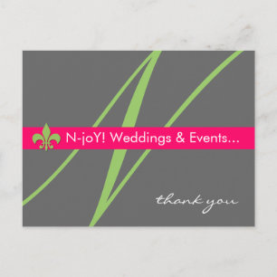 Monogram fleur de lis event planner postcard