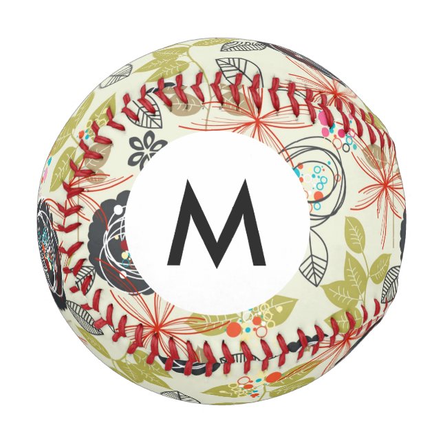 Monogram Floral background Baseball (Front Left)