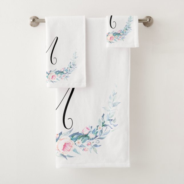 Monogram Floral Bath Towel Set (Insitu)