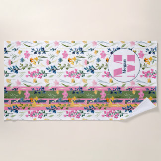 Monogram floral beach towel