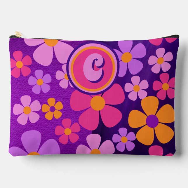 Monogram Floral Blossom Burst Vibrant  Accessory Pouch (Front)