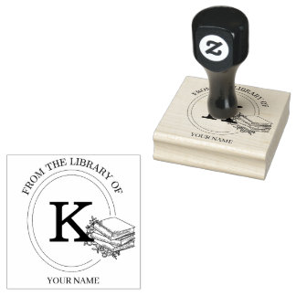 Monogram Floral Book Embosser From the Library  Rubber Stamp