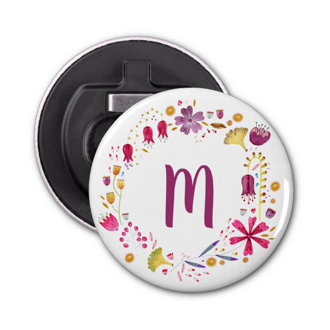 Monogram Floral Bottle Opener (Front)