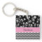 Monogram Floral Chevron Pattern Acrylic Keychain