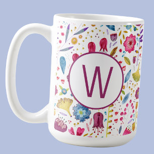 Monogram Floral Coffee Mug
