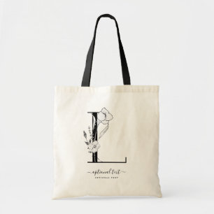 Monogram Floral Custom Tote Bag - Single Letter L