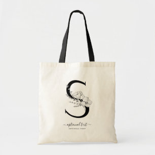 Monogram Floral Custom Tote Bag - Single Letter S