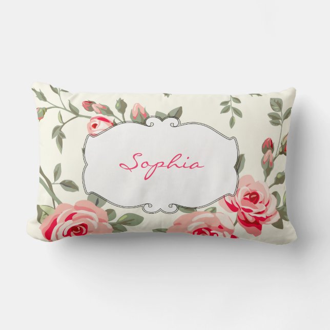 Monogram Floral Damask Lumbar Cushion (Front)