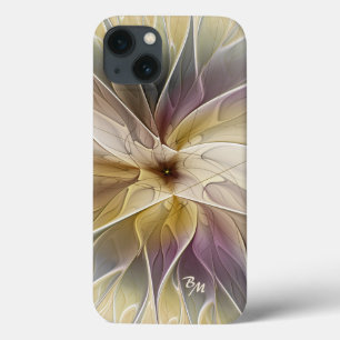 Monogram Floral Fantasy Gold Aubergine Abstract iPhone 13 Case