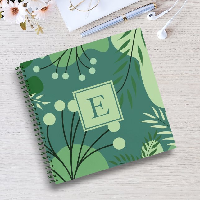 Monogram Floral Greenery Spiral Notebook (Creator Uploaded)