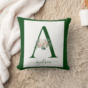 Monogram Floral Letter A Cushion