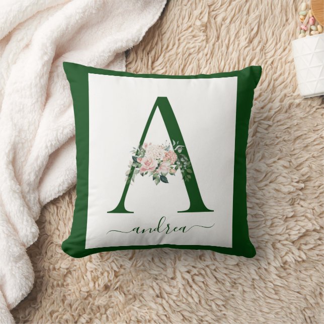 Monogram Floral Letter A Cushion (Blanket)
