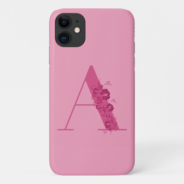 Monogram Floral Letter A iPhone Case (Back)