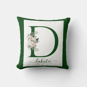 Monogram Floral Letter D Cushion