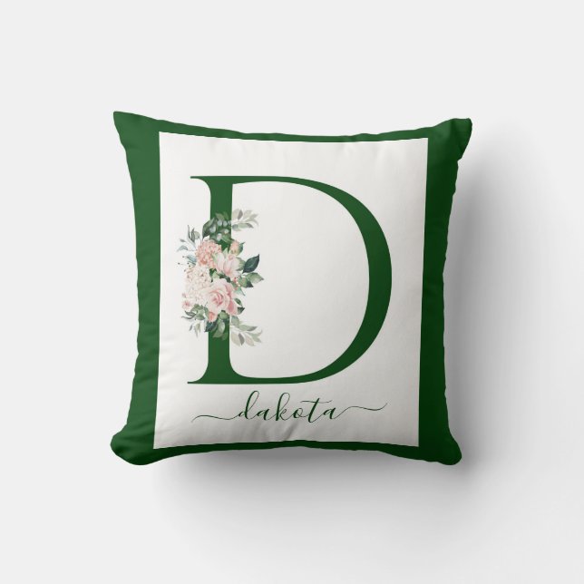 Monogram Floral Letter D Cushion (Front)