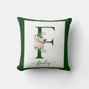 Monogram Floral Letter F Cushion