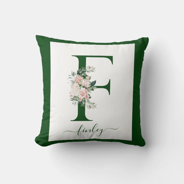 Monogram Floral Letter F Cushion (Front)