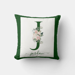 Monogram Floral Letter J Cushion