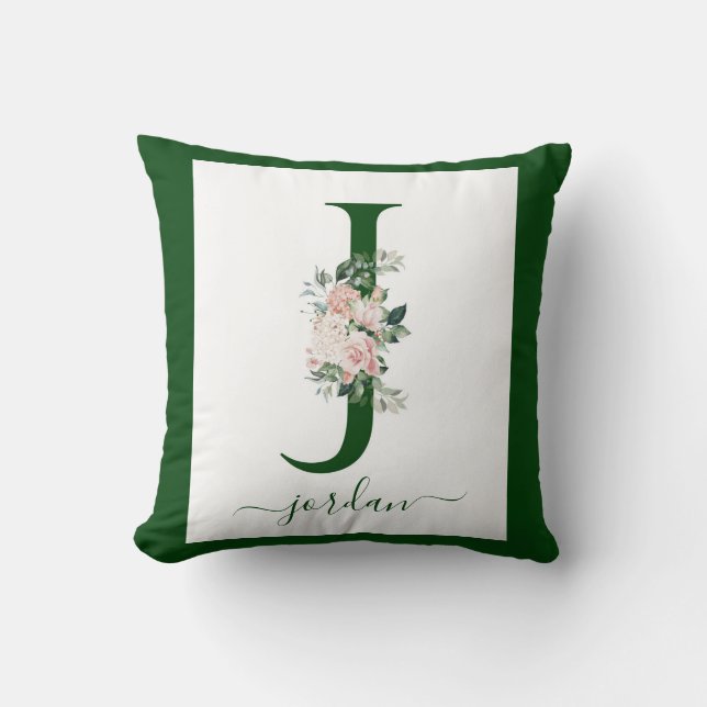 Monogram Floral Letter J Cushion (Front)
