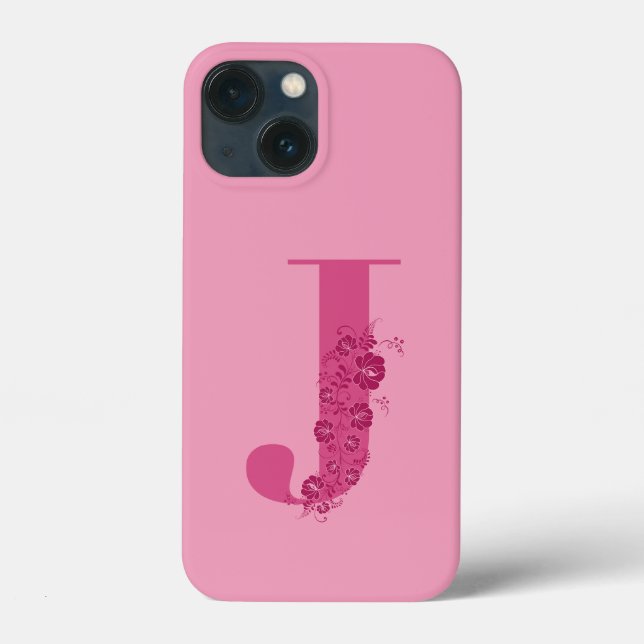 Monogram Floral Letter J iPhone Case (Back)