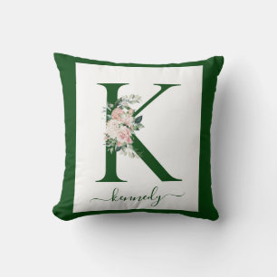Monogram Floral Letter K Cushion