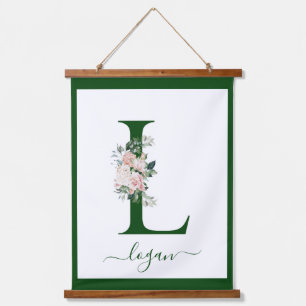 Monogram Floral Letter L Hanging Tapestry