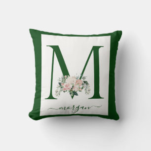 Monogram Floral Letter M Cushion