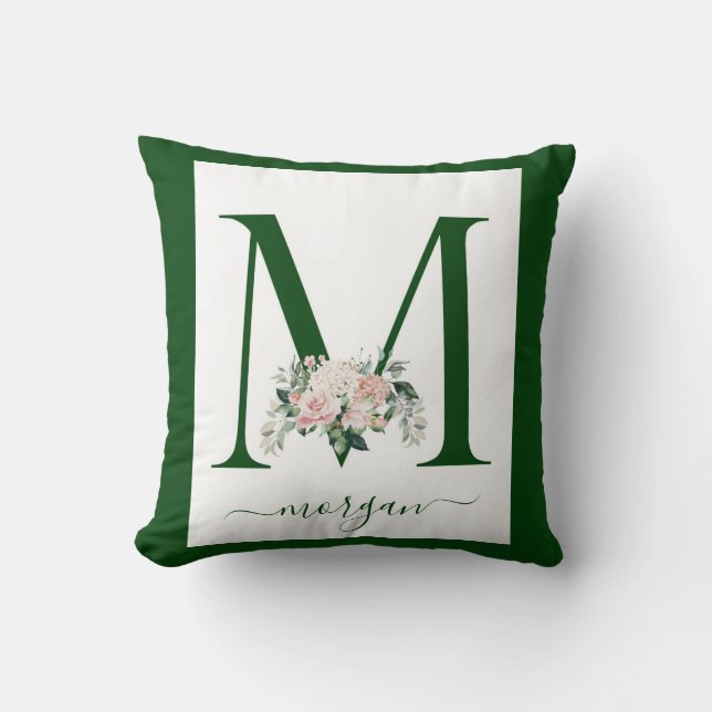Monogram Floral Letter M Cushion (Front)