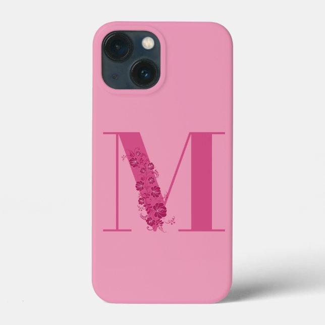 Monogram Floral Letter M iPhone Case (Back)
