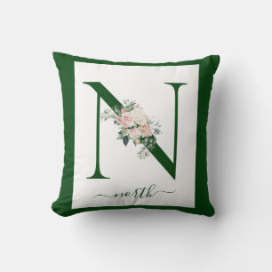 Monogram Floral Letter N Cushion