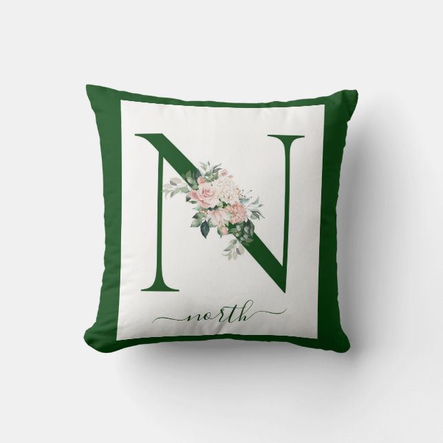 Monogram Floral Letter N Cushion (Front)