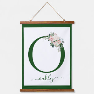 Monogram Floral Letter O Hanging Tapestry