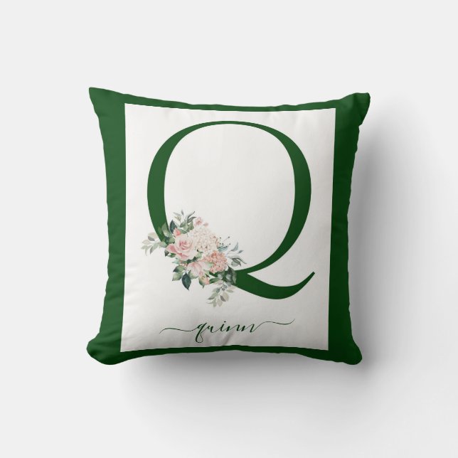 Monogram Floral Letter Q Cushion (Front)