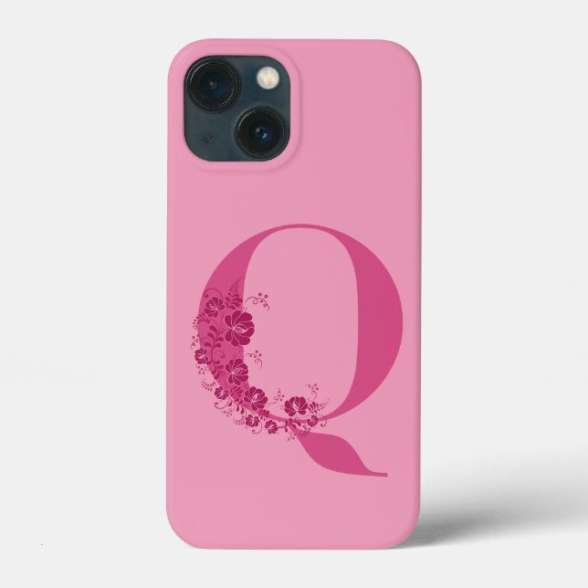 Monogram Floral Letter Q iPhone Case (Back)