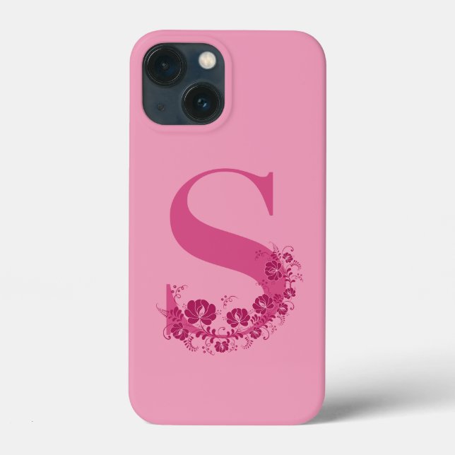 Monogram Floral Letter S iPhone Case (Back)
