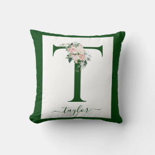 Monogram Floral Letter T Cushion
