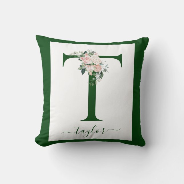 Monogram Floral Letter T Cushion (Front)
