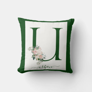 Monogram Floral Letter U Cushion