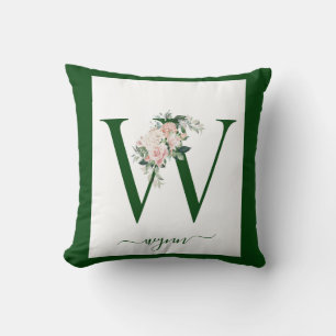 Monogram Floral Letter W Cushion
