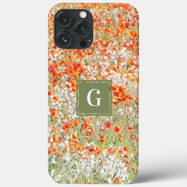 Monogram Floral Modern Girly Wild Flowers Stylish Case-Mate iPhone Case (Back)