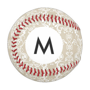 Monogram Floral Pattern 2 Baseball