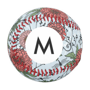 Monogram Floral pattern 3 Baseball