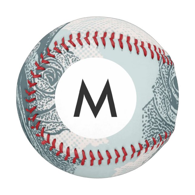 Monogram Floral pattern with rose Baseball (Front Left)
