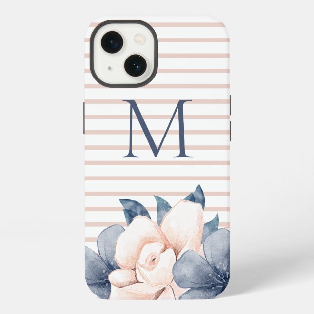 Monogram Floral Pink  iPhone Case (Back)