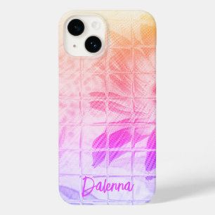 Monogram Floral Square Windows Watercolor Purples  Case-Mate iPhone 14 Case