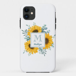 Monogram Floral Sunflower Personalised iPhone 11 Case