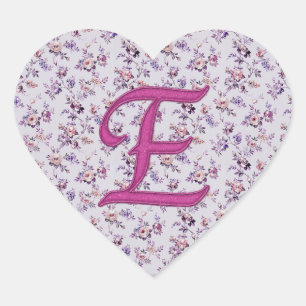 Monogram Floral Vintage E Heart Sticker