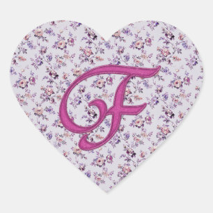 Monogram Floral Vintage F Heart Sticker